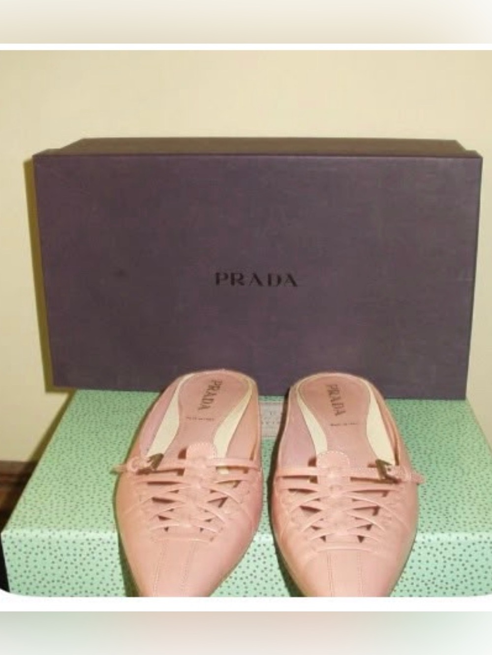 Prada Pink Leather Slip-On Mules